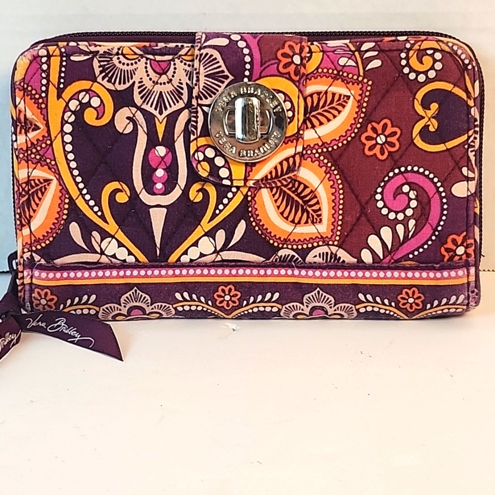 Vera Bradley purple & orange pattern wallet.